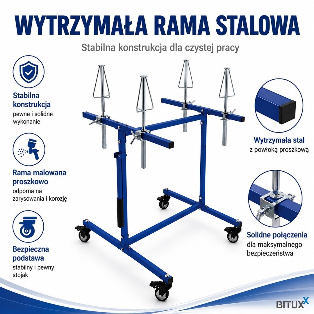 Lakovací Stojan Na Disky BITUXX Mobilní Na 4 Disky 100 kg Dílenský M20007
